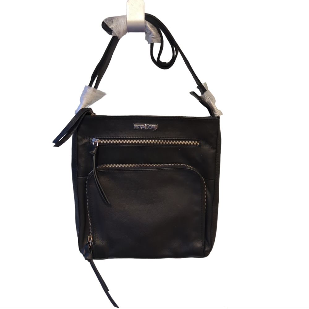 Estalon black leather crossbody/messenger bag